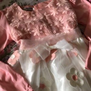 Embroidered pink floral dress